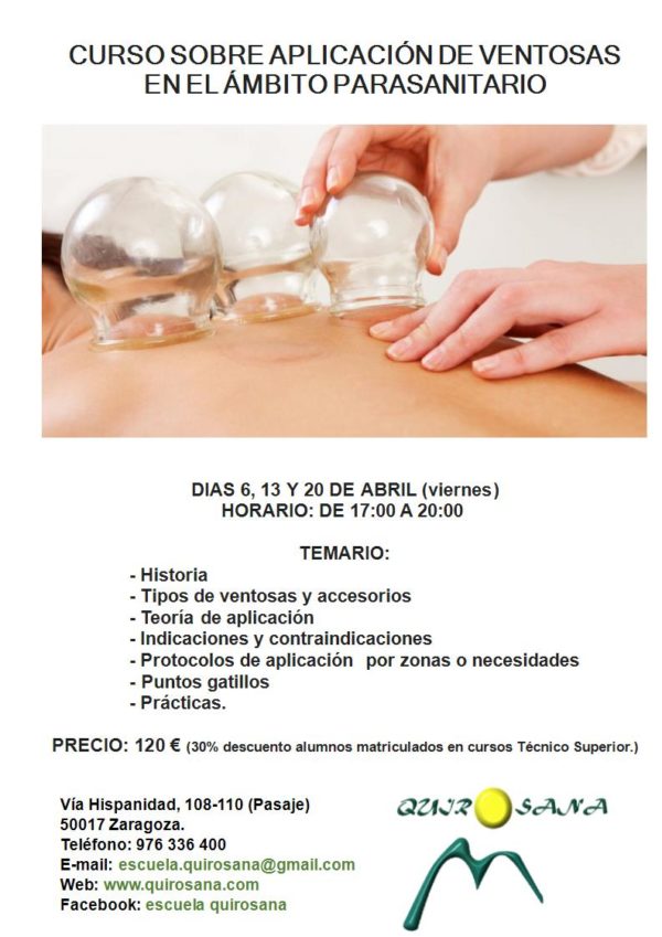 APLICACIÓN DE VENTOSAS EN EL ÁMBITO PARASANITARIO - Escuela Quirosana